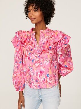 Something Navy Floral Blouse 100% Cotton